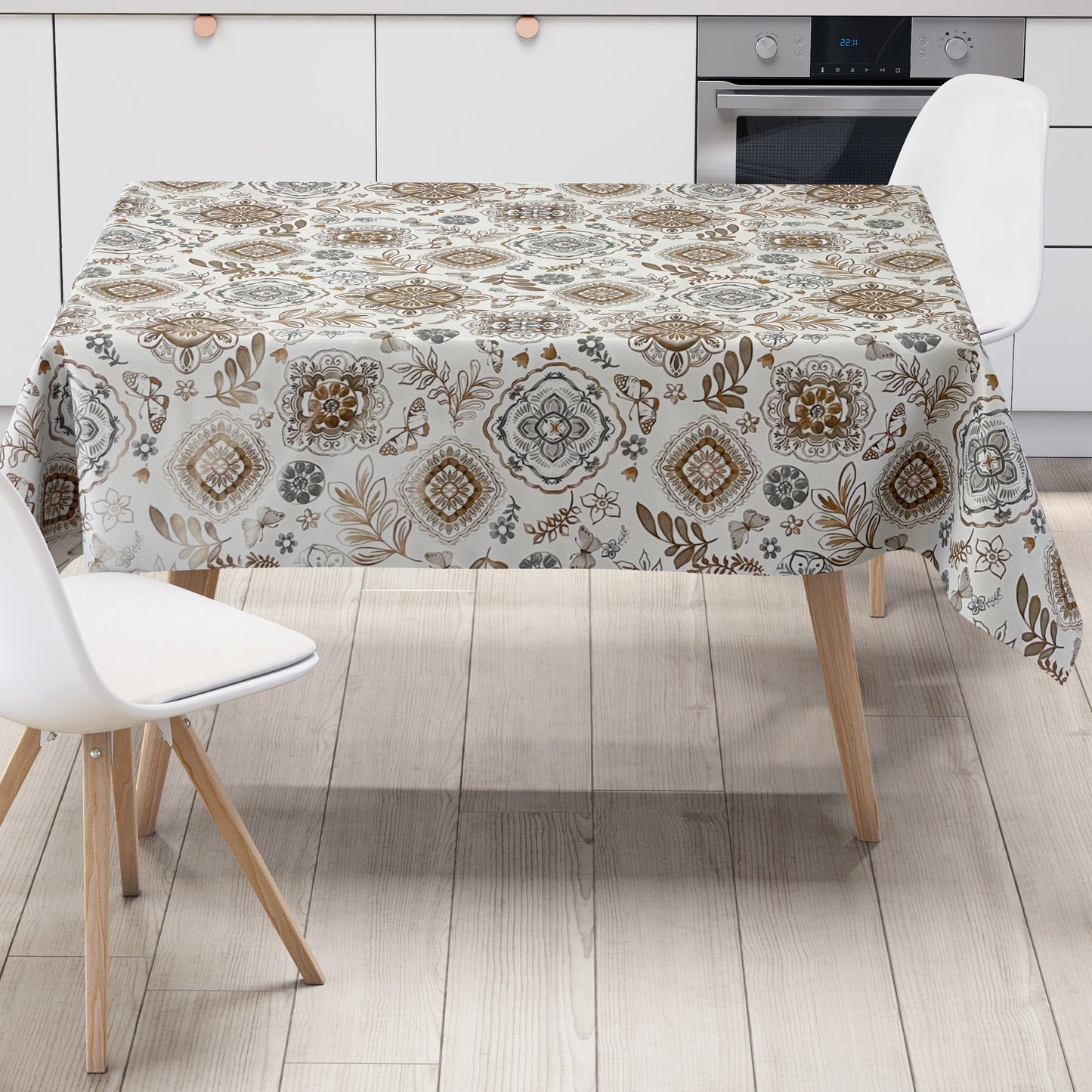 Wachstuch Tischdecke Zwiebelmuster braun