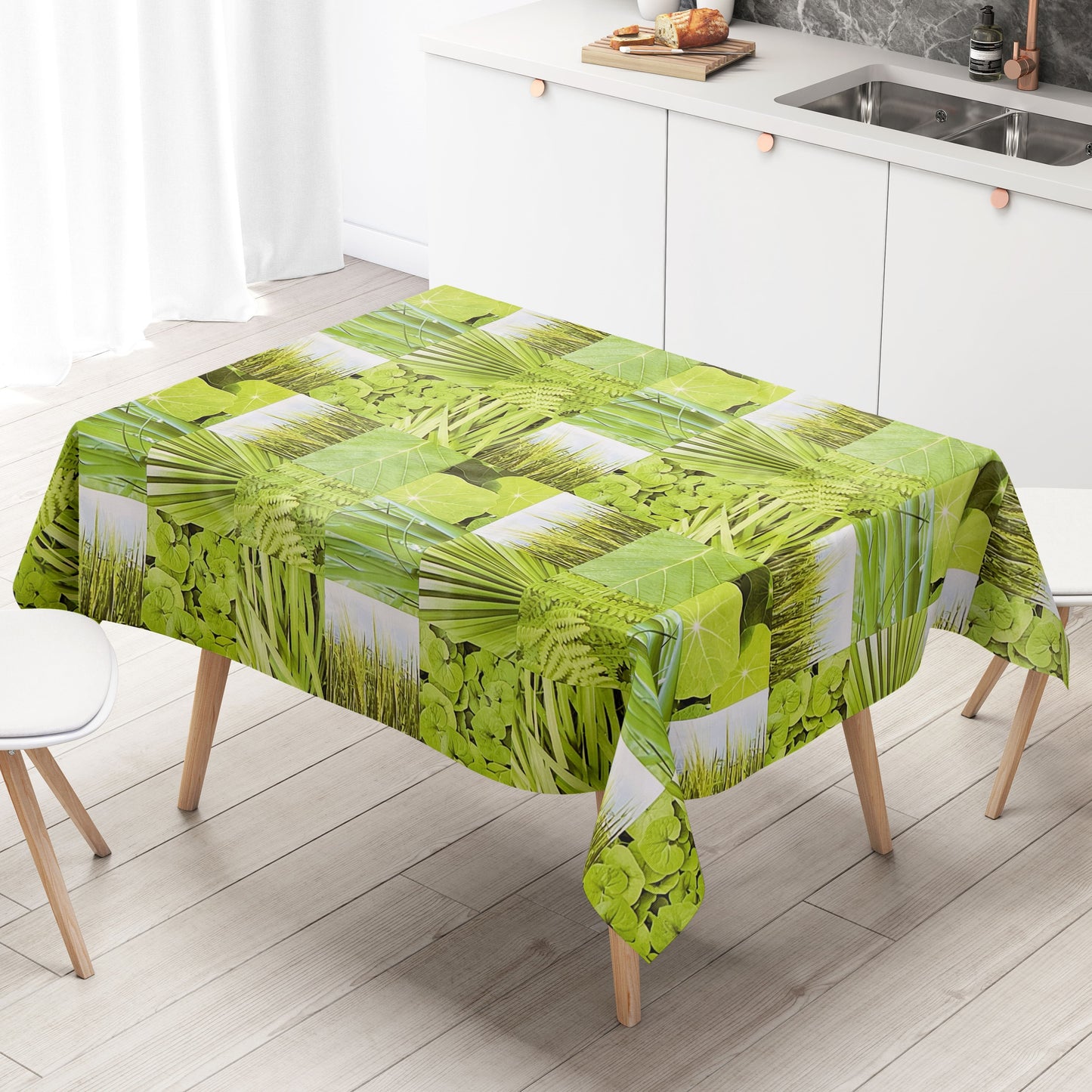 abwaschbare Wachstuch Tischdecke eckig rund oval Gras Wiese Farne Blätter Dschungel eckig rund oval kaufen