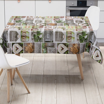 abwaschbare Wachstuchtischdecke kevkus wachstuchshop24 Holz HOME Cottage Rosen Uhr eckig rund oval kaufen