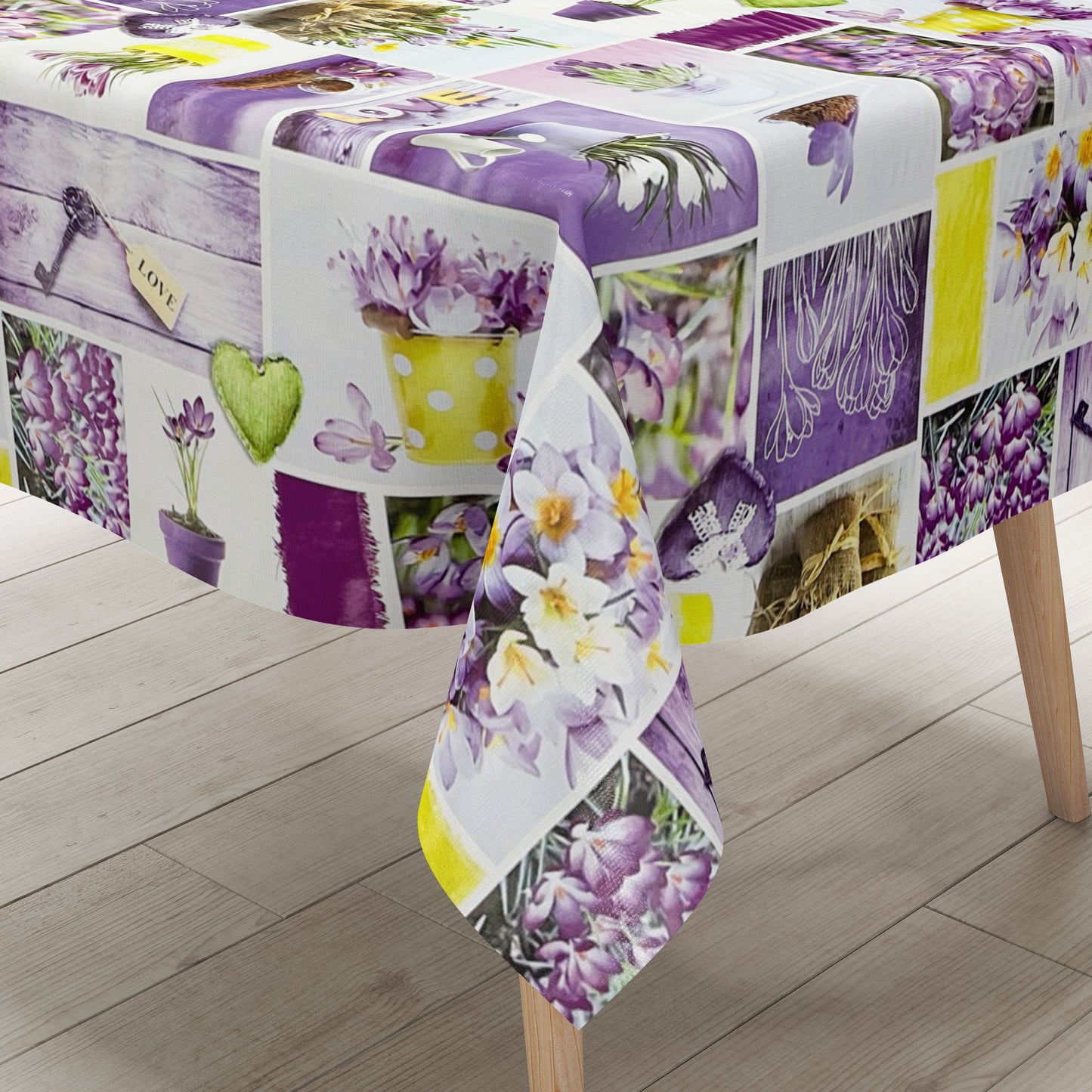 Nappe en toile cirée B4003-01 Crocos violet Spring Love carrée ronde ovale
