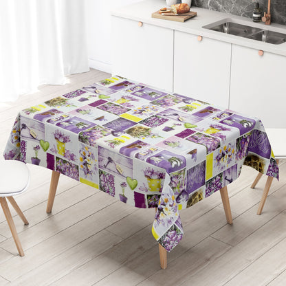 Nappe en toile cirée B4003-01 Crocos violet Spring Love carrée ronde ovale