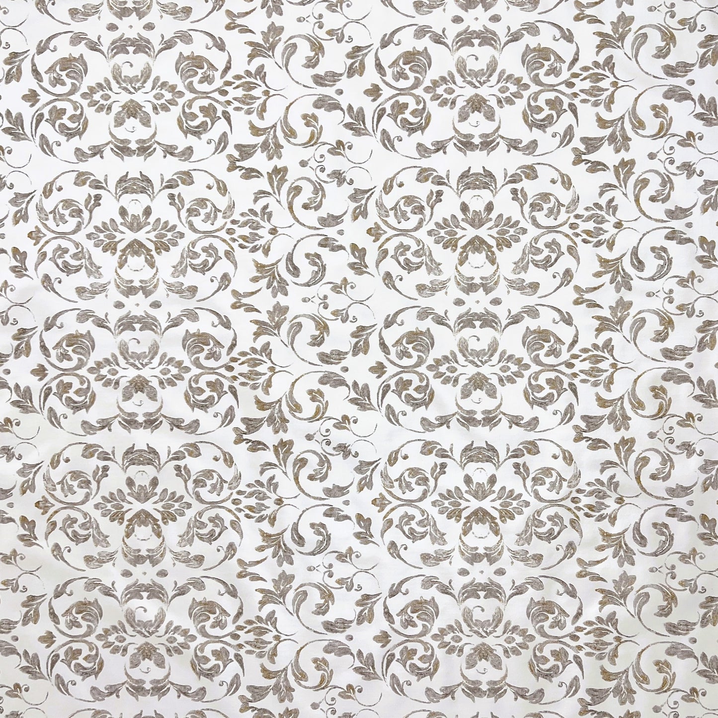 Nappe toile cirée B4014-01 lignes baroques or argent sur blanc carré rond ovale