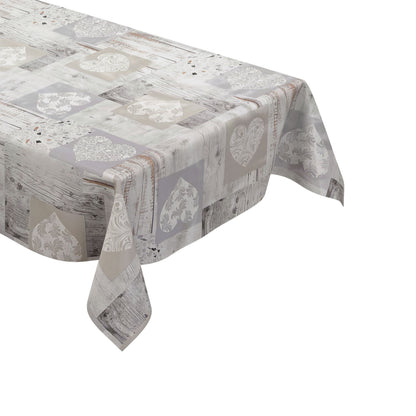 abwaschbare Wachstuch Tischdecke Weihnachten Holz weiß Herzen Love eckig rund oval kaufen kevkus wachstuchshop24