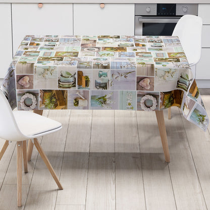 Wachstuch Tischdecke B4030-01 geprägt HOME Vasen türkis eckig rund oval