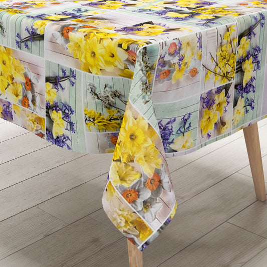 abwaschbare Wachstuch Tischdecke eckig rund oval wachstuchshop24 kaufen Frühjahr Ostern Narzissen Blumen