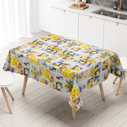 abwaschbare Wachstuch Tischdecke eckig rund oval wachstuchshop24 kaufen Frühjahr Ostern Narzissen Blumen