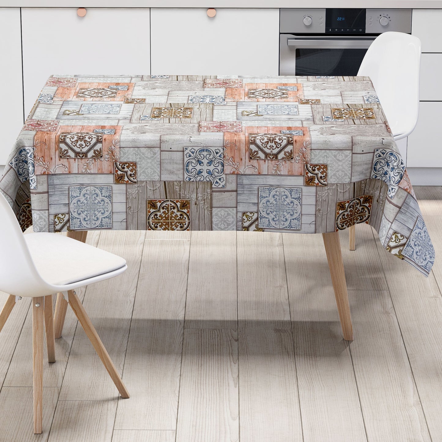 abwaschbare Wachstuchtischdecke kevkus wachstuchshop24 Holz Mosaik Fliese eckig rund oval kaufen