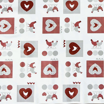 abwaschbare Wachstuch Tischdecke Hühner weiß Herzen Love eckig rund oval kaufen kevkus wachstuchshop24