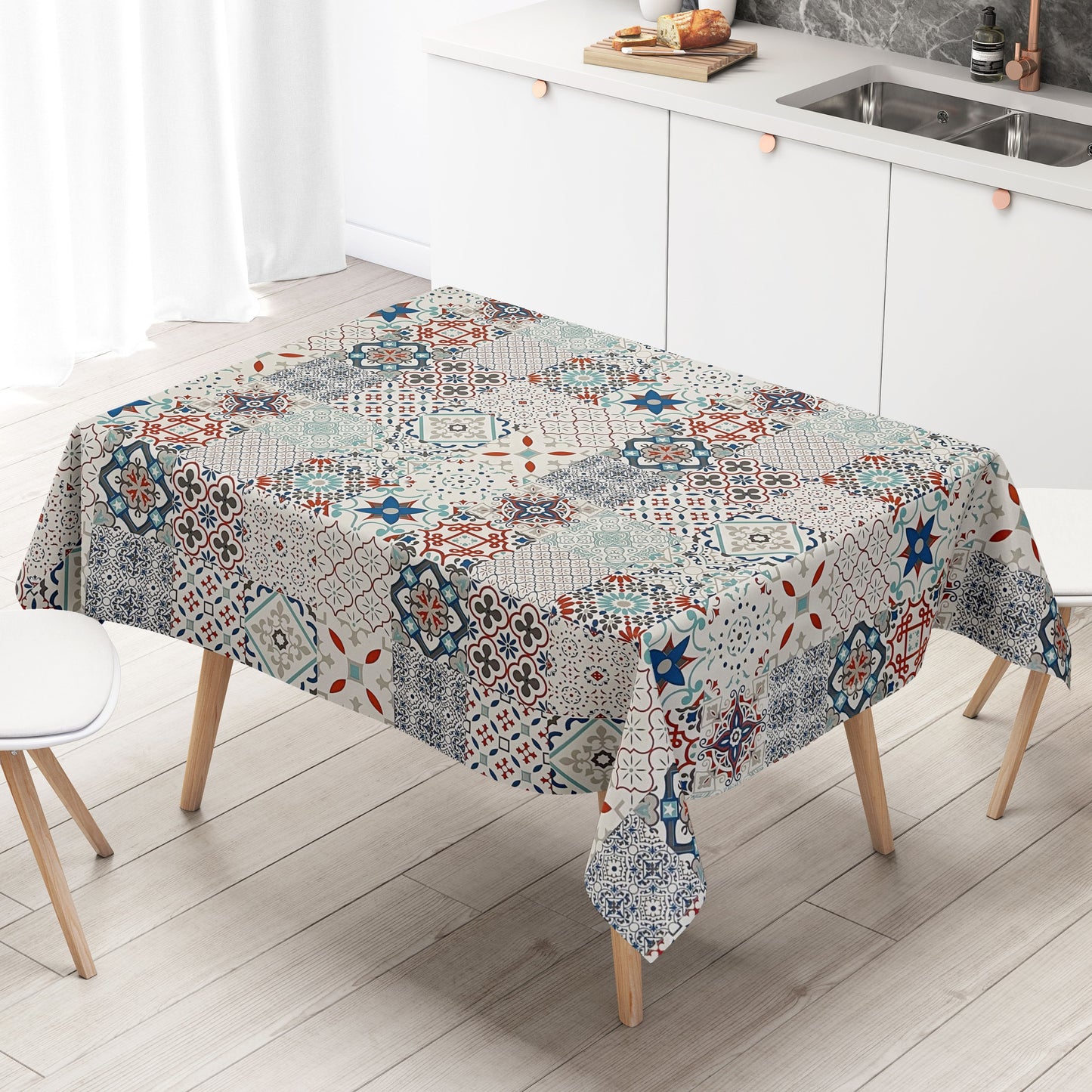 abwaschbare Wachstuch Tischdecke eckig rund oval kaufen Fliesen Mosaik wachstuchshop24