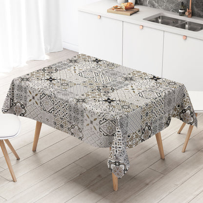 Wachstuch Tischdecke Mosaik Fliesen beige braun kevkus wachstuchshop