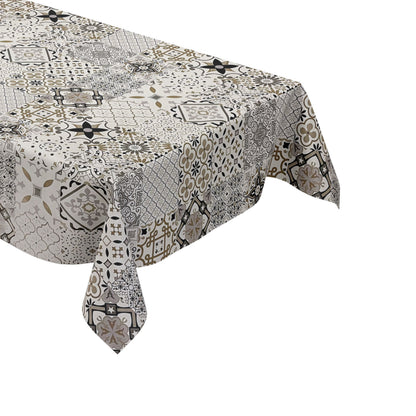 Wachstuch Tischdecke Mosaik Fliesen beige braun kevkus wachstuchshop