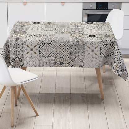 Wachstuch Tischdecke Mosaik Fliesen beige braun kevkus wachstuchshop