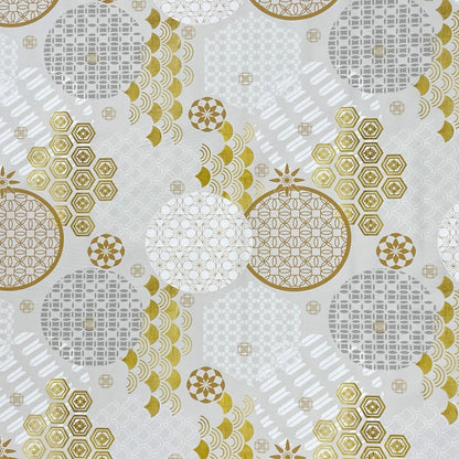 Oilcloth tablecloth embossed Christmas B5023-01 snowflake gold gray silver square round oval
