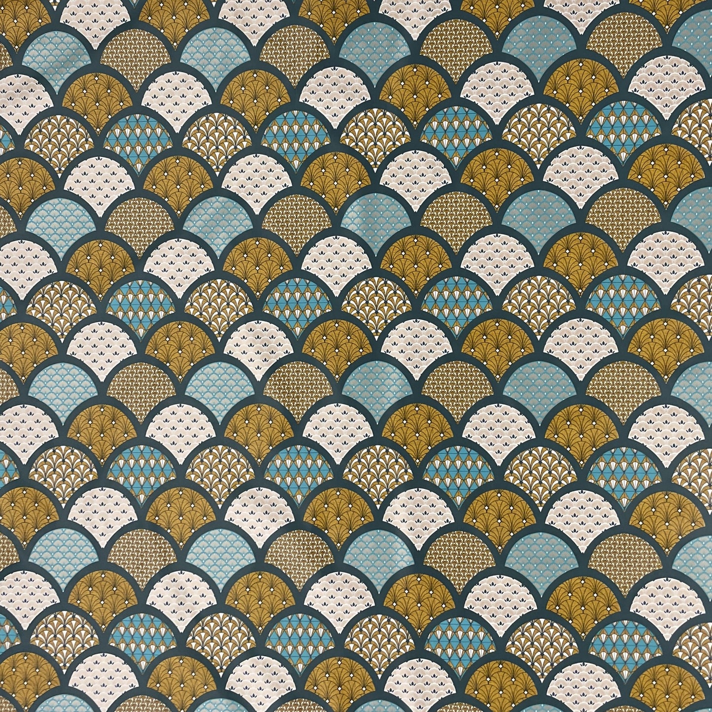 Oilcloth tablecloth embossed Christmas B5033-03 cones gold turquoise petrol square round oval