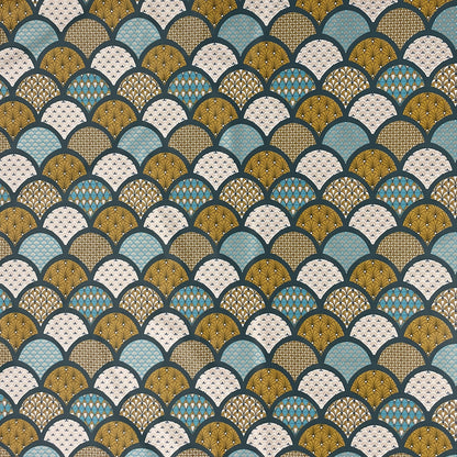 Oilcloth tablecloth embossed Christmas B5033-03 cones gold turquoise petrol square round oval