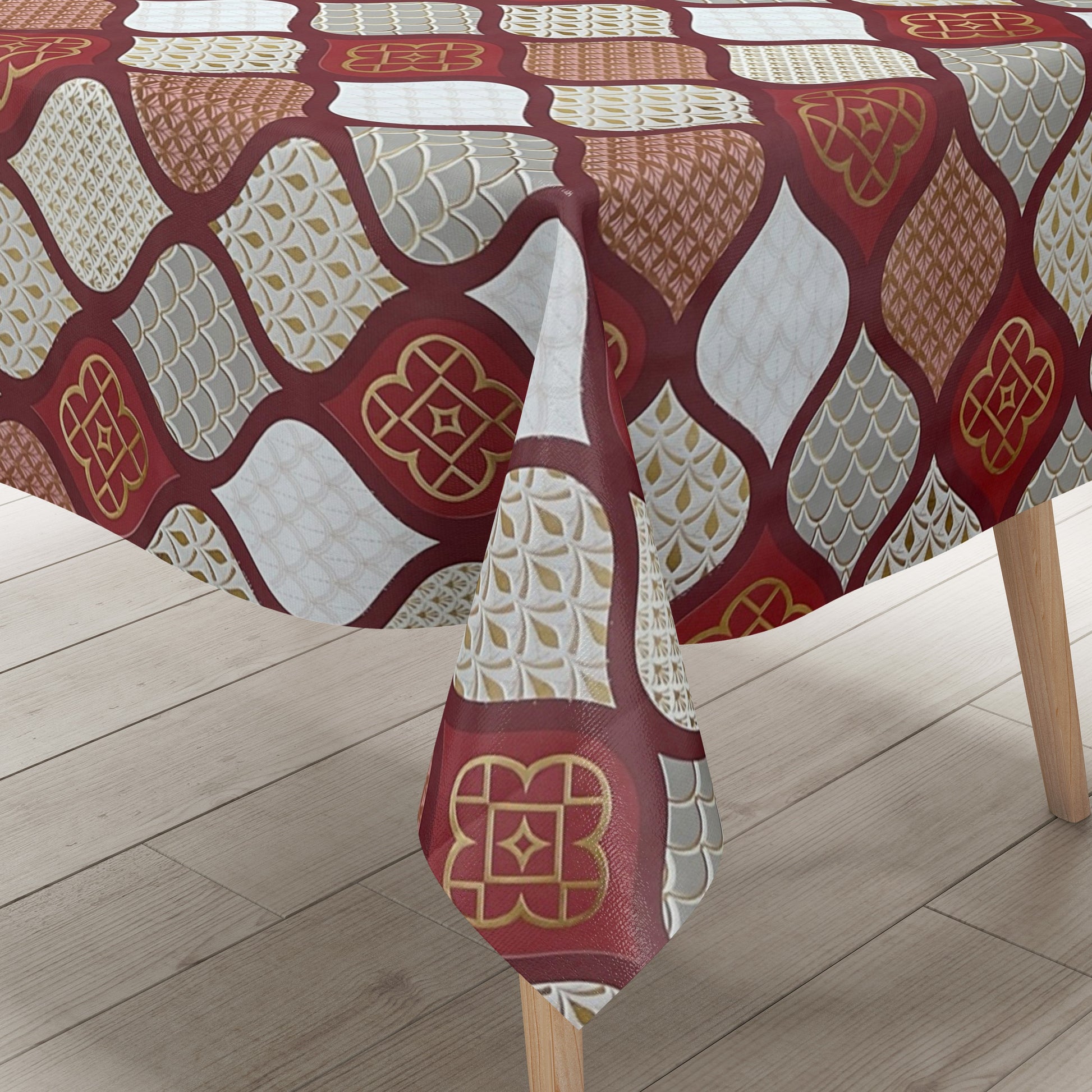 Wachstuchtischdecke PVC Tischdecke Wachstuch wachstuchshop24 Weihnachten rot gold eckig rund oval kaufen