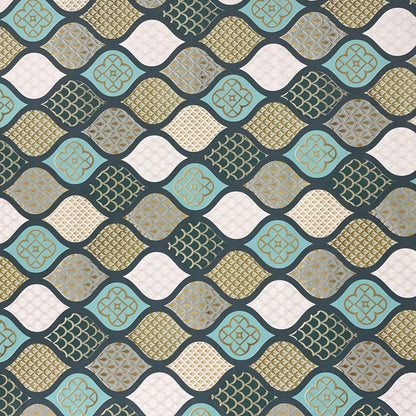 Oilcloth tablecloth embossed Christmas B6014-03 cones gold turquoise petrol square round oval