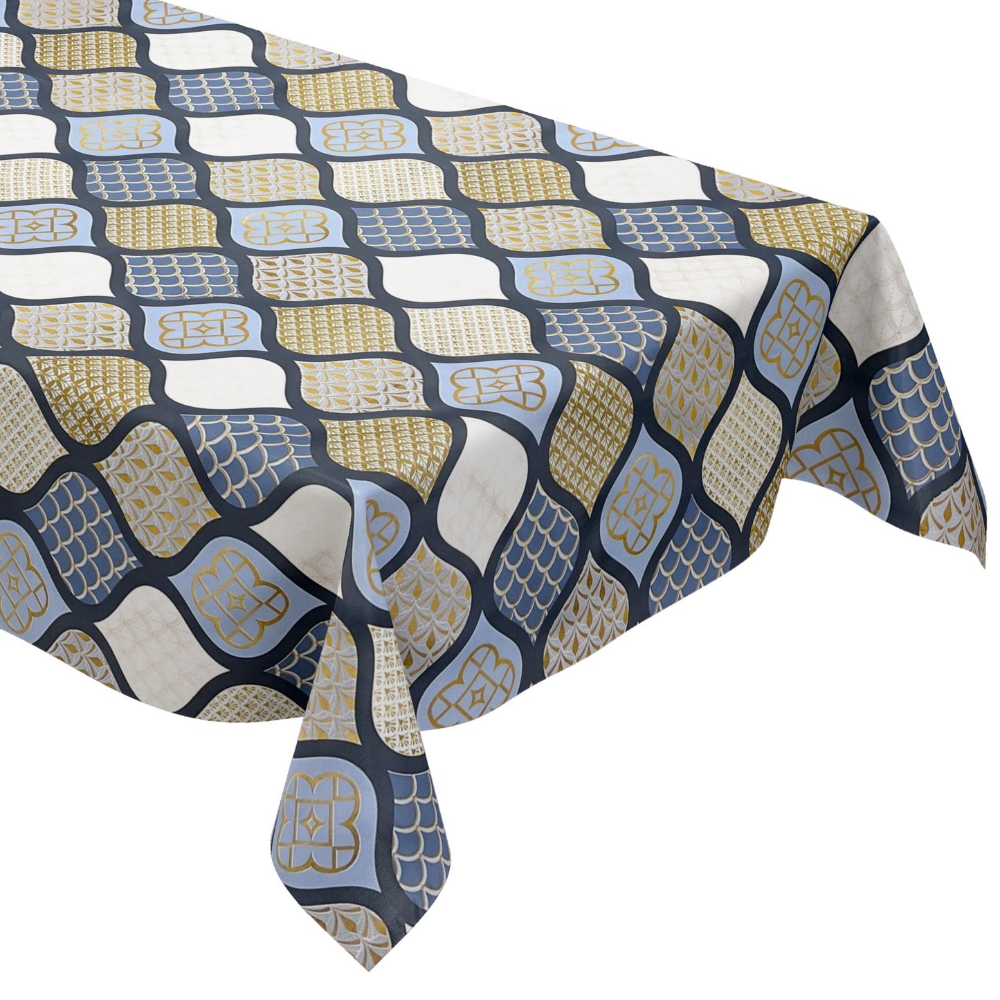 Wachstuch Tischdecke geprägt Weihnachten B6014-05 Zapfen gold blau hellblau eckig rund oval