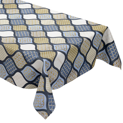 Wachstuch Tischdecke geprägt Weihnachten B6014-05 Zapfen gold blau hellblau eckig rund oval