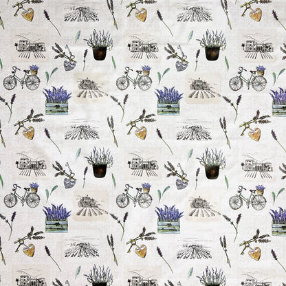 Oilcloth tablecloth B6017-01 lavender bicycle Provence square round oval