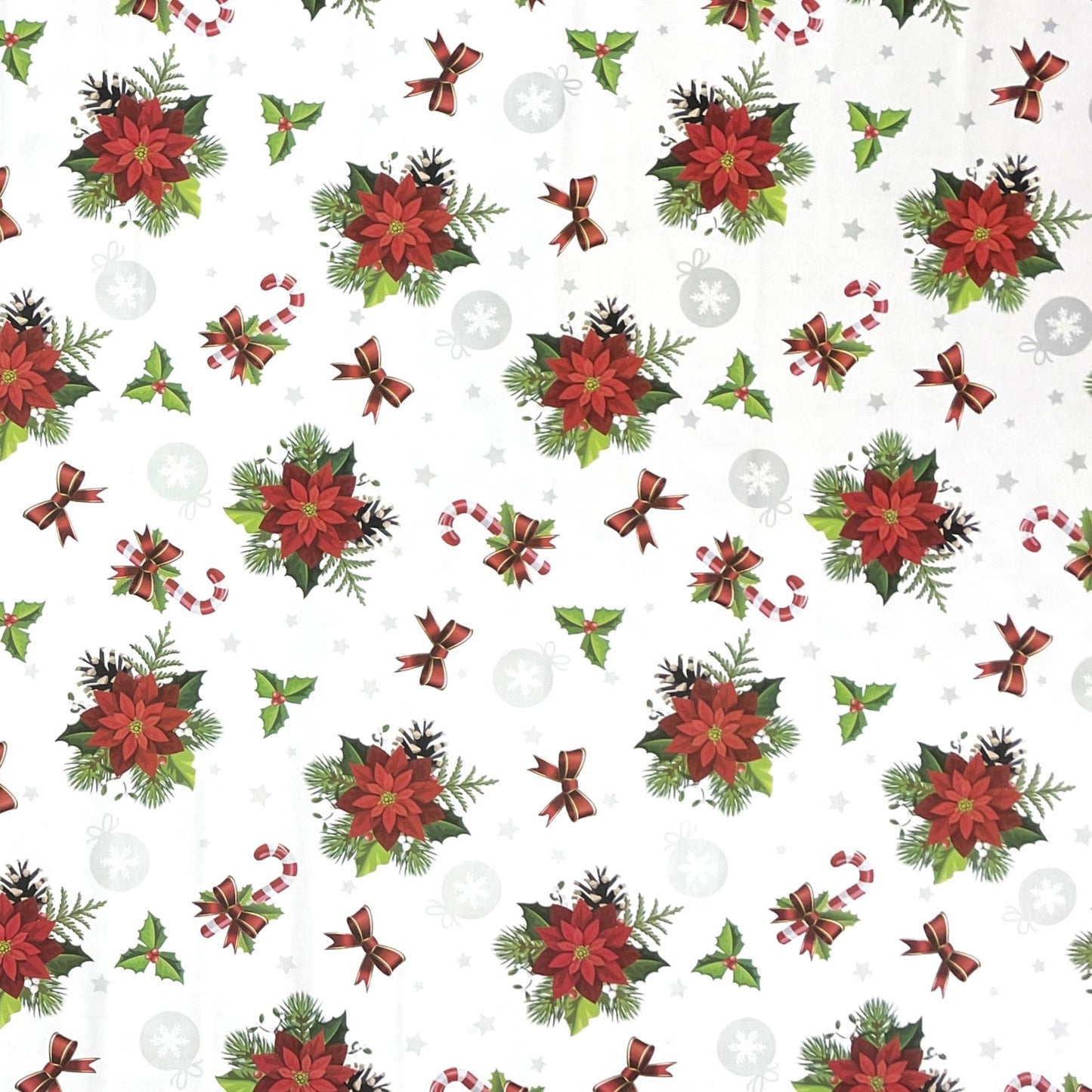 Oilcloth tablecloth embossed Christmas B6023-01 poinsettia white square round oval