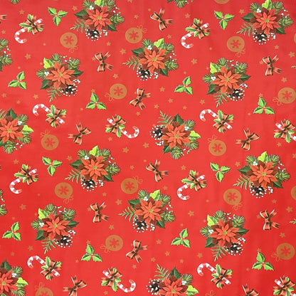 Nappe en toile cirée gaufrée Noël B6023-03 poinsettia rouge carré rond ovale