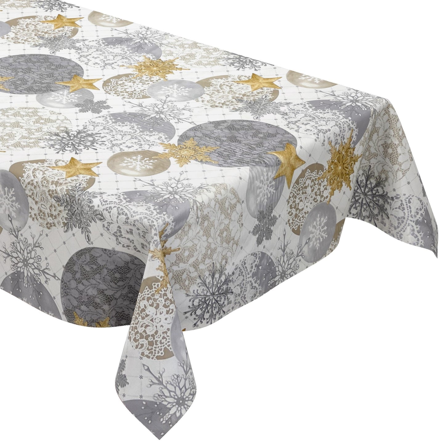 Wachstuch Tischdecke Weihnachtskugel gold silber eckig rund oval www.kevkus.de KEVKUS