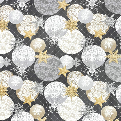 KEVKUS nappe toile cirée Noël B7000-02 étoiles dorées boules anthracite carrée ronde ovale