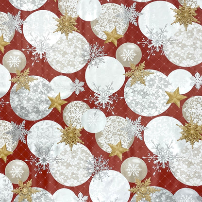 KEVKUS oilcloth tablecloth Christmas B7000-03 golden stars red balls square round oval