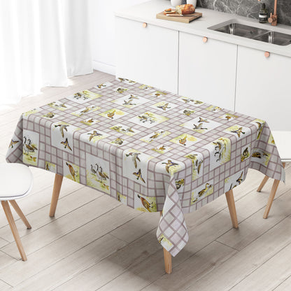 Wachstuch Tischdecke B8971-02 Gänse Fasan Reh Enten grau eckig rund oval