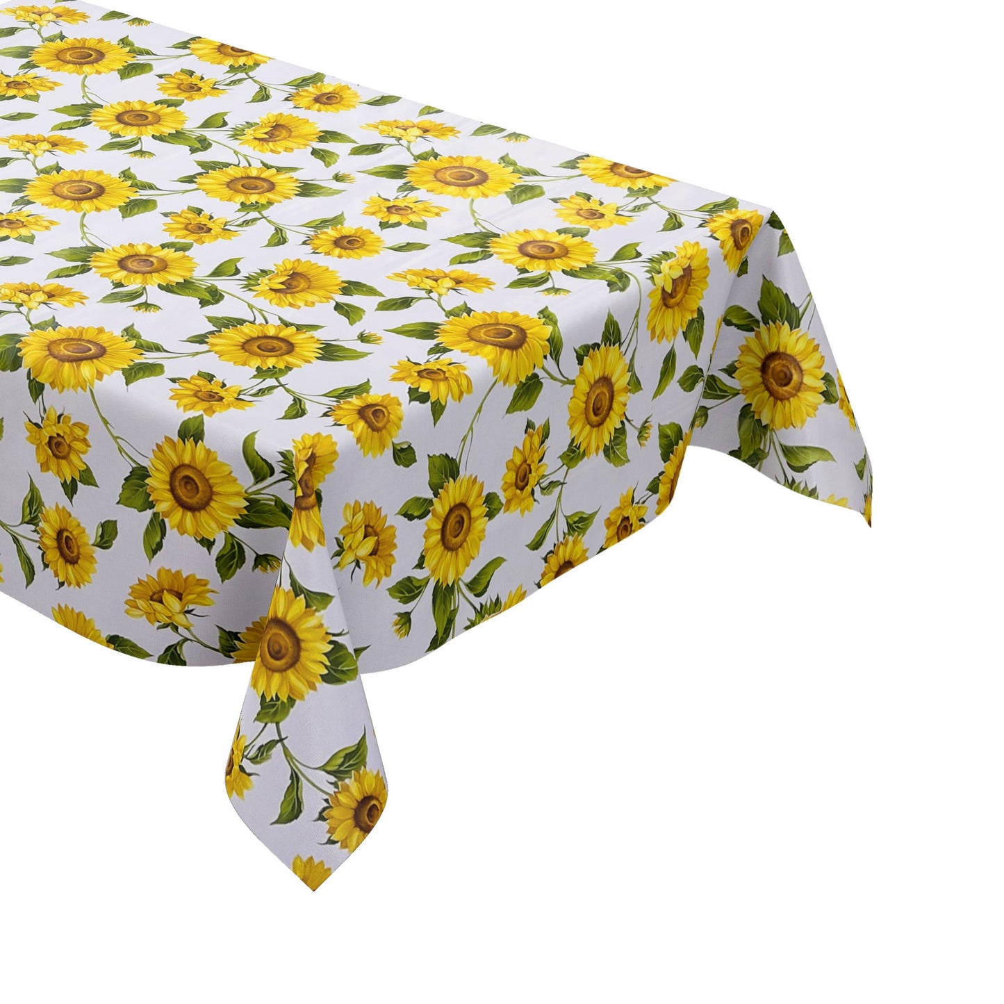 Nappe toile cirée B8988-01 Tournesols sur carré rond ovale blanc