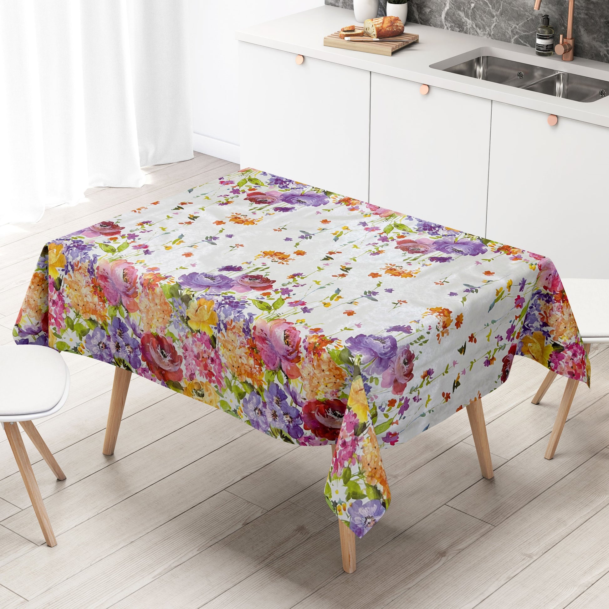 Wachstuchtischdecke abwaschbar eckig rund oval kevkus wachstuchshop24 Blumenwiese Blüten Mohn kaufen
