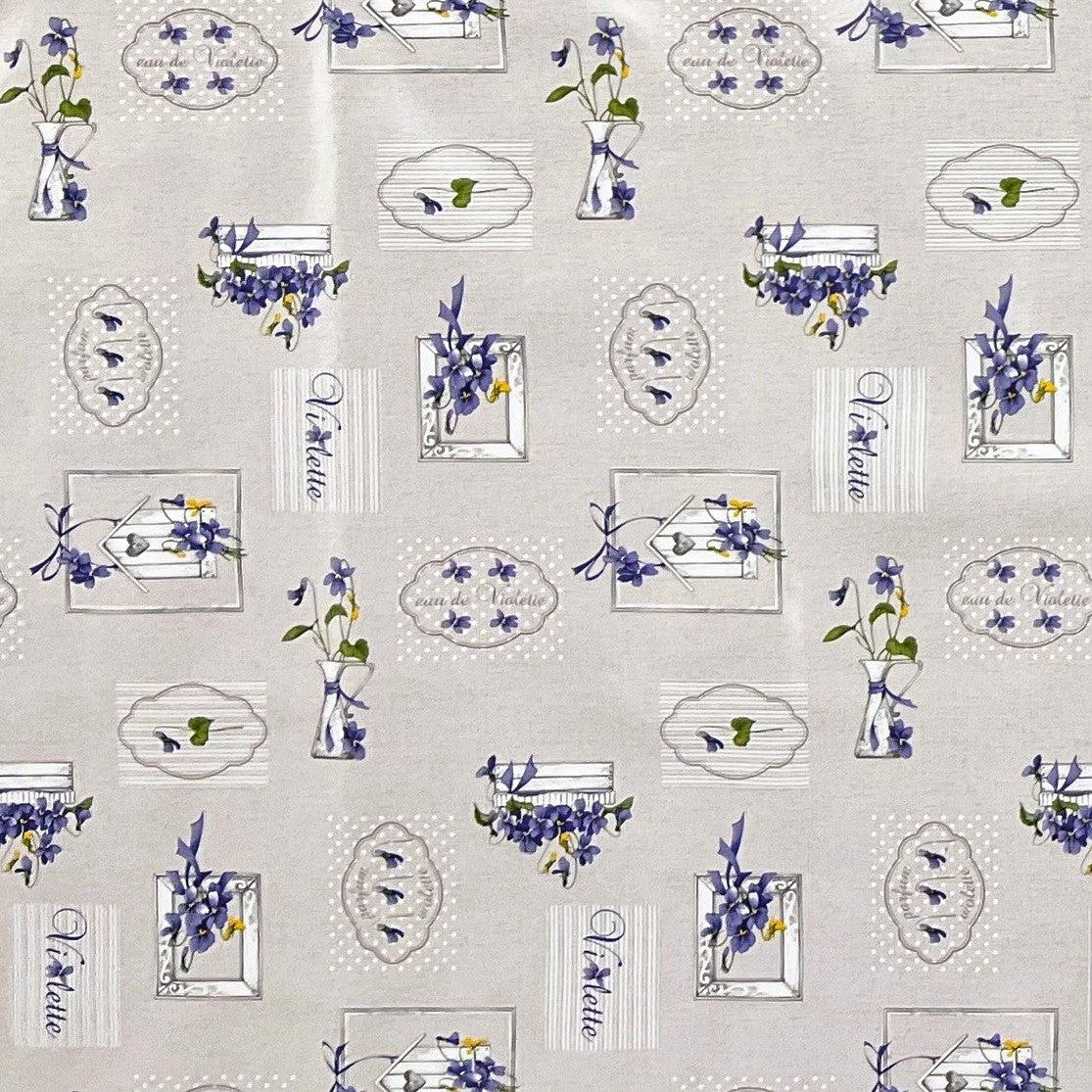Nappe en toile cirée B9027-01 lilas violet fleurs carrée ronde ovale