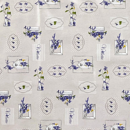 Nappe en toile cirée B9027-01 lilas violet fleurs carrée ronde ovale