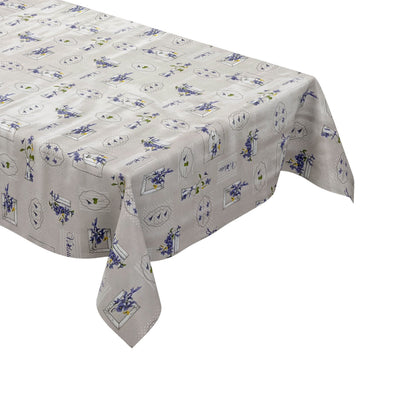 Nappe en toile cirée B9027-01 lilas violet fleurs carrée ronde ovale