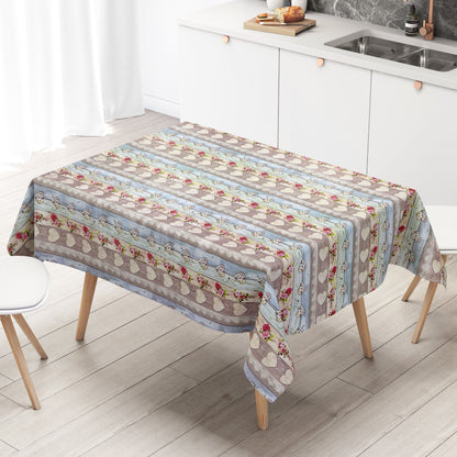 Oilcloth tablecloth B9066-01 wooden hearts alpine hut square round oval