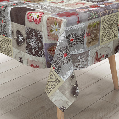 KEVKUS Wachstuch Tischdecke Weihnachten B9075-01 Alm Strick Patchwork eckig rund oval