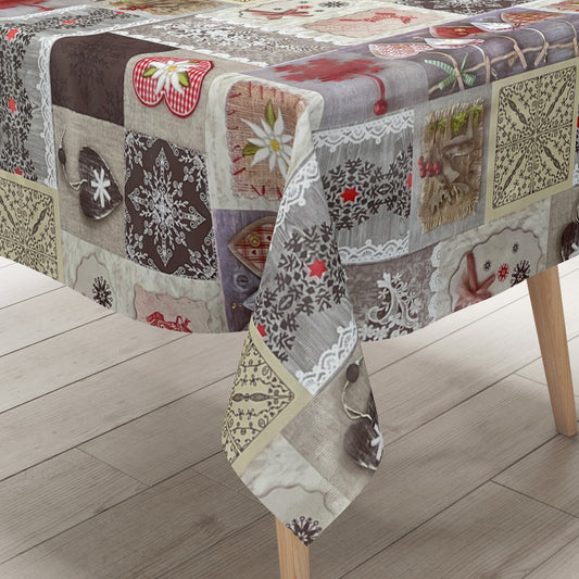 KEVKUS Wachstuch Tischdecke Weihnachten B9075-01 Alm Strick Patchwork eckig rund oval