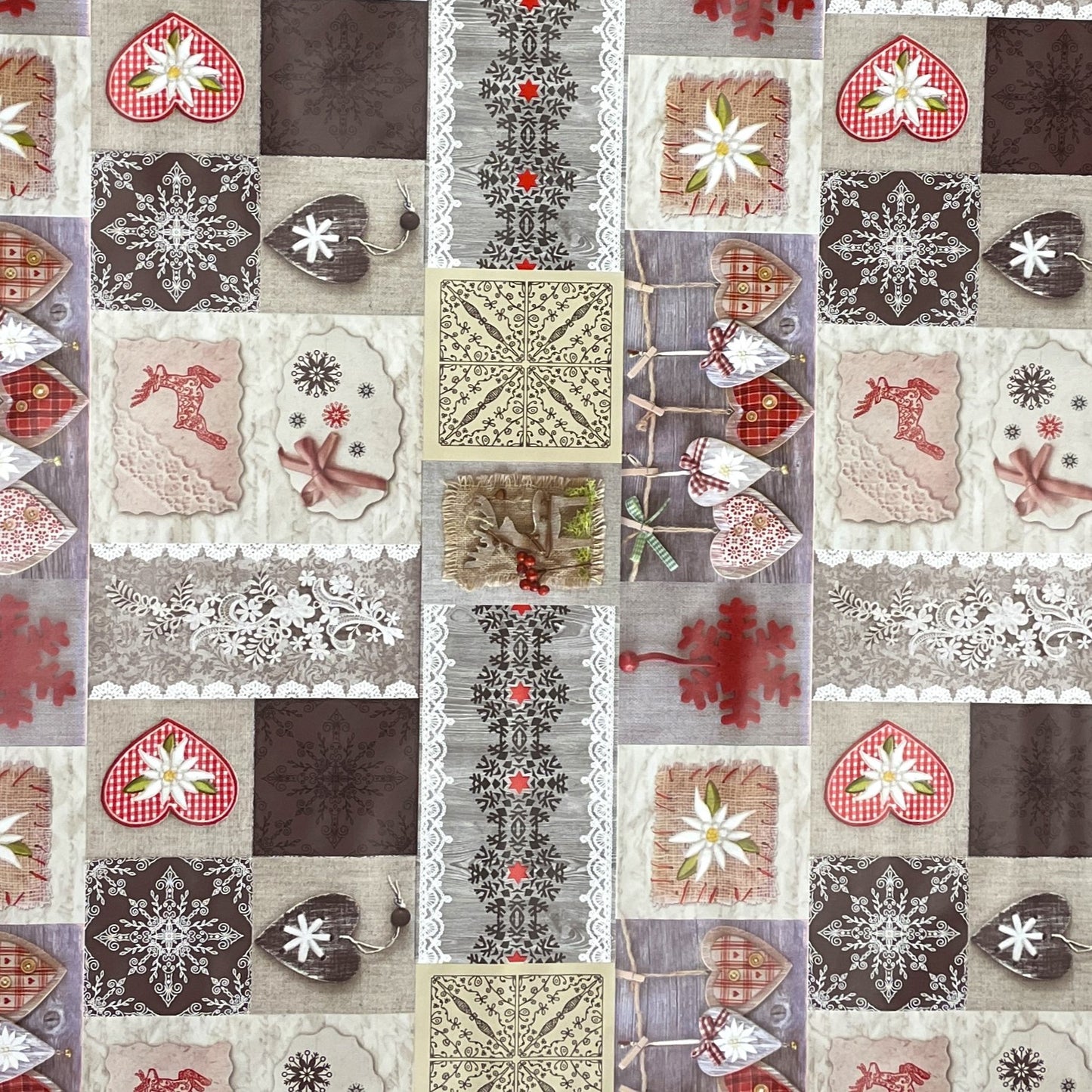KEVKUS Wachstuch Tischdecke Weihnachten B9075-01 Alm Strick Patchwork eckig rund oval