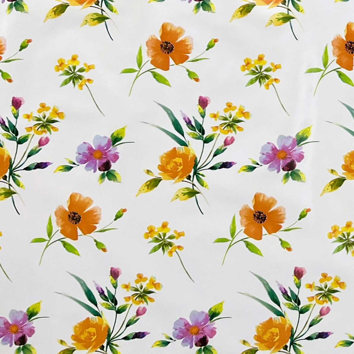 Nappe toile cirée BA50 fleurs de coquelicots sur ovale rond blanc angulaire