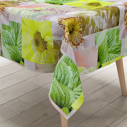 Oilcloth tablecloth BB40 dandelion flowers patchwork square round oval