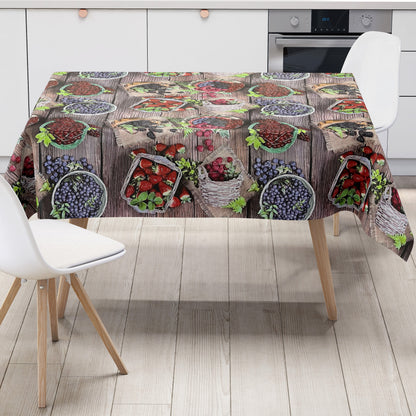 Wachstuch Tischdecke BF10 Obst Früchte auf Holz eckig rund oval