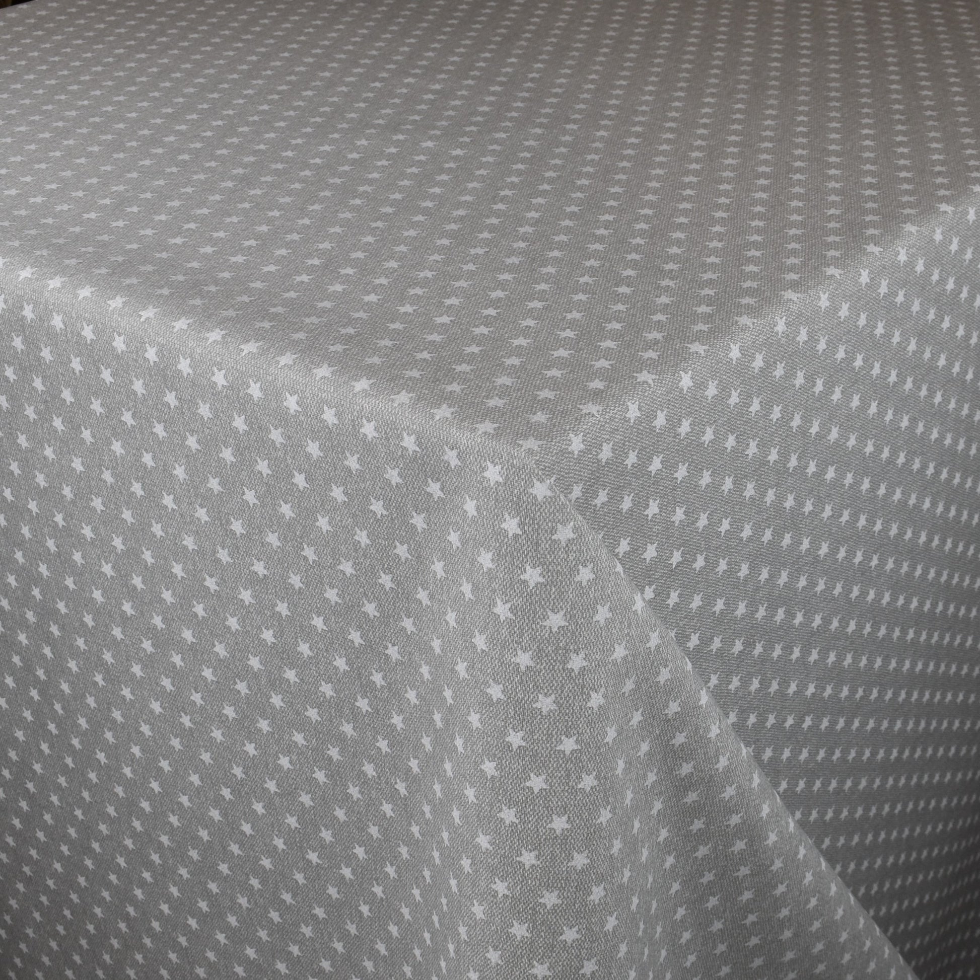 Baumwolltischdeckegrau mit Sternen eckig rund oval