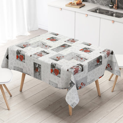 KEVKUS nappe cirée Noël C141251 Avent coeurs étoiles argent DELUXE ronde ovale
