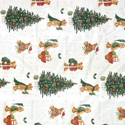 KEVKUS Wachstuch Tischdecke Weihnachten  C141531 Teddy Tannenbaum weiß eckig rund oval