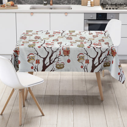 Nappe en toile cirée KEVKUS Noël C144340 hibou sur X-Mas gris carré rond ovale