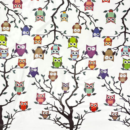Oilcloth tablecloth C144341 Owl Owl Kautz on white square round oval