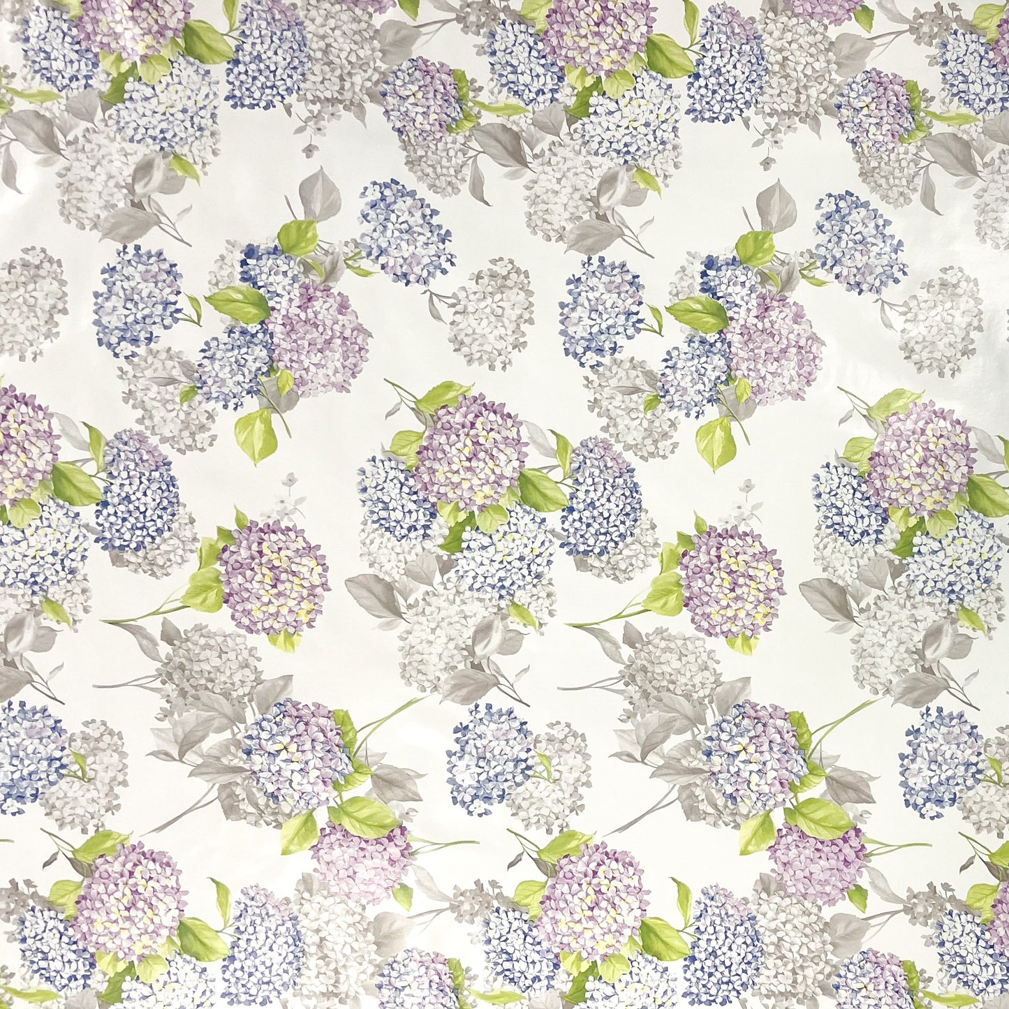 Wachstuch Tischdecke C144711 floral Hortensien Blüten auf weiss abwaschbar eckig rund oval