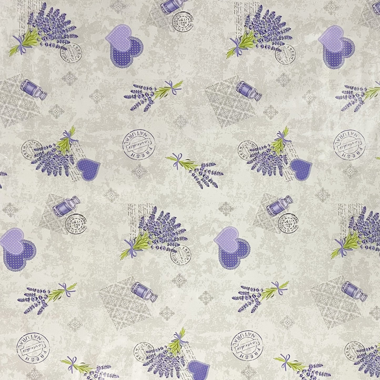 Wachstuch Tischdecke Lavendel Herzen