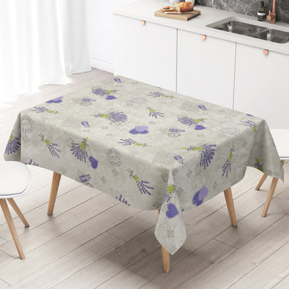 Wachstuch Tischdecke Lavendel Herzen